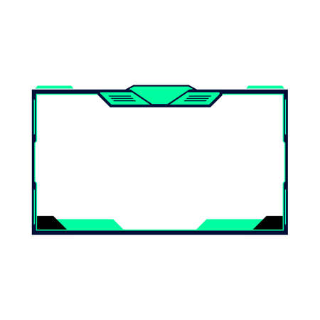 Gaming overlay frame for live streamers, vector design. Gaming frame overlay design with dark green and black color shade. Stylish overlay for live streamers vector illustration.のイラスト素材