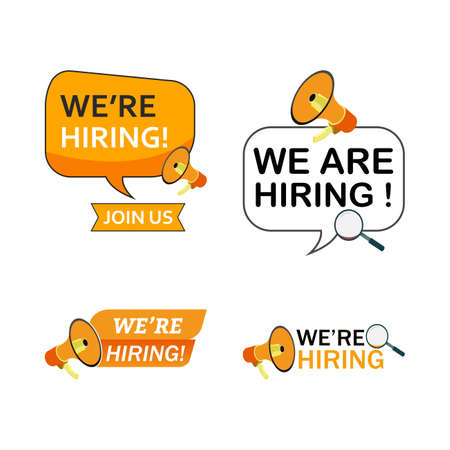 Job vacancy concept with we are hiring text design. Red color job vacancy social media post design. We are hiring a banner design with a red shade.のイラスト素材