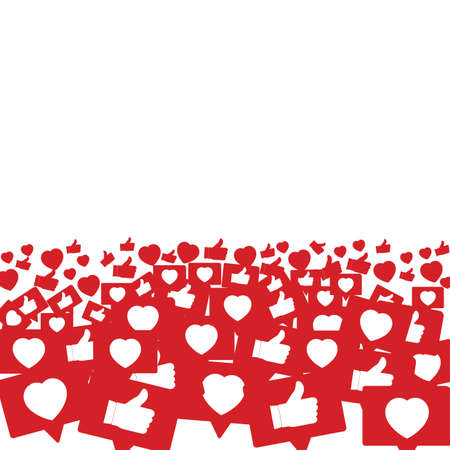 Social media beautiful frame design with metallic red love shape. Social media metallic red frame element. Frame design with cute love shapes for social media posts.のイラスト素材