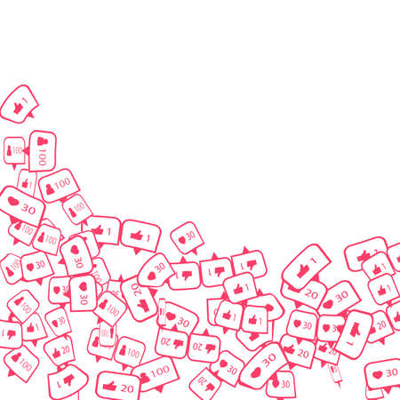 Social media simple frame design with red love shape. Social media frame element with red buttons. Frame design with cute love shapes for social media posts.のイラスト素材