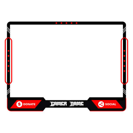 Gaming frame overlay for the live streamer. Gamer overlay for live streamers, black and red color stylish live gaming overlay frame.のイラスト素材