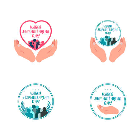World Humanitarian Day Template Design collection. Humanitarian day vector template design illustration. Humanitarian Day Vector Template. Design for Banner.のイラスト素材