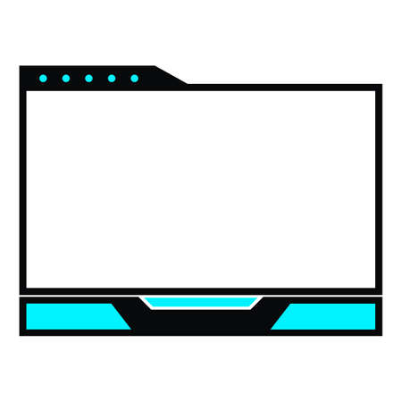 Live streaming overlay frame. Game screen overlay for live game streamers. Stylish dark black and rusty cyan color overlay frame. Live streaming overlay with rusty cyan and black color.のイラスト素材
