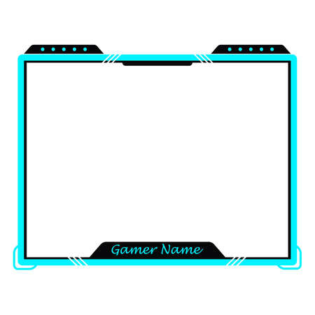 Gaming frame overlay for the live streamer. Gamer overlay for live streamers. Blue and black color stylish live gaming overlay frame. Live stream overlay for online gamers.のイラスト素材
