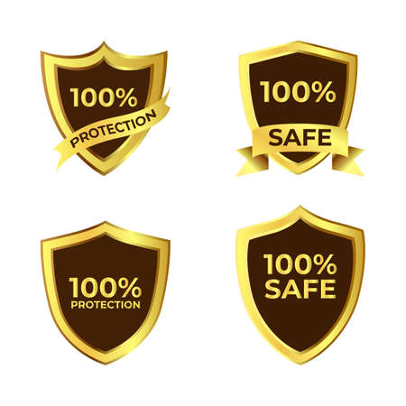 Collection of elegant black and golden design elements badges, and ornaments. Golden sale frame badge and label vector collection.のイラスト素材