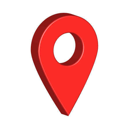 3D location pin design with red color. 3D location pin for map vector illustration. Landscape location pin in 3D style on a white background.のイラスト素材