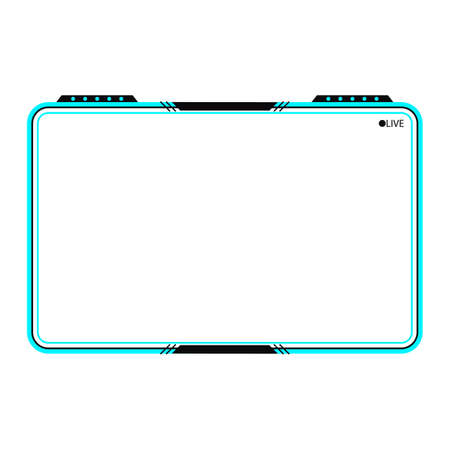 Gaming frame overlay for the live streamer. Stylish Gamer overlay for live streamers. Cyan color stylish live gaming overlay frame with black shade. Live stream overlay for online gamers.のイラスト素材
