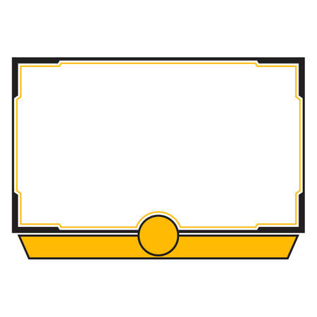Live streaming overlay frame. Game screen overlay for live game streamers. Dark black and rusty yellow color overlay frame. Live streaming overlay with yellow and black color.のイラスト素材