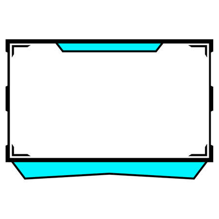 Live streaming overlay with cyan color shade. Stylish live streaming overlay frame. Screen overlay for live game streamers. Light blue and black color overlay frame.のイラスト素材