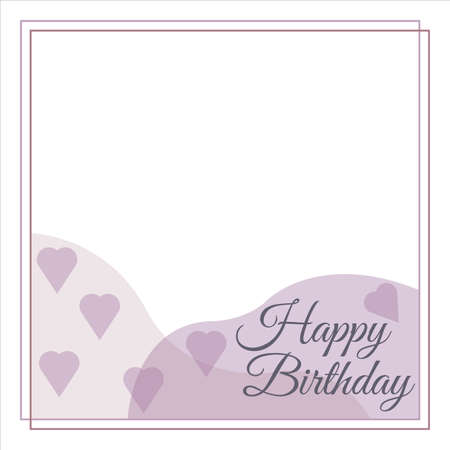 Happy Birthday Purple Photo frame, Happiness, Happy Birthday Text Effect, Birthday Vector on White Background, Party Photo Frame, Purple Shade, Love Shapes, Party Elements, Birthday Wish.のイラスト素材