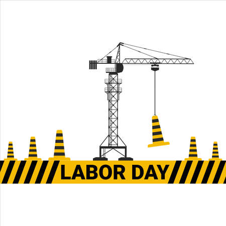 Construction Elements, Crane Vector, Labor Day Vector on White Background, Hard Work, Construction Works, International Labor Day, Labor Day Special, May 1st, 1st May, May Day, Workers Day.のイラスト素材