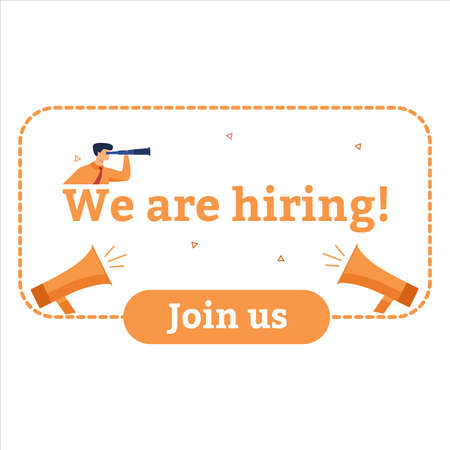 We Are Hiring Text Effect, Microphones, We are Hiring Vector Design, Hiring Illustration, Yellow Shade, Hiring Announcement Design on White Background, Announcement, Searching, Join Us text Effect.のイラスト素材
