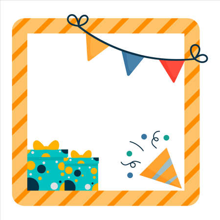 Birthday Elements, Happiness, Happy Birthday Vector Illustration on White Background, Party Frame, Birthday Gifts, Party Elements, Party Banner, Birthday Cap,のイラスト素材