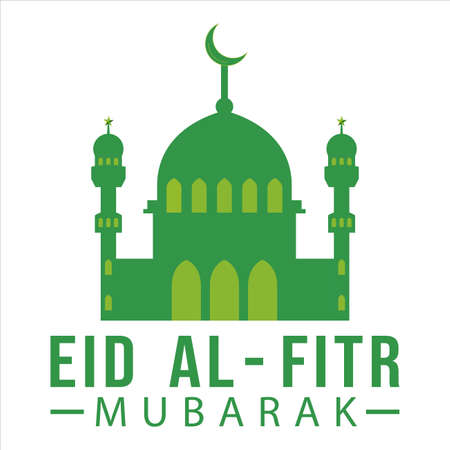 Eid Al-Fitr green text effect on green background, Muslim Festival Eid Al-Fitr beautiful Text effect, Eid Al-Fitr, Green, White,  Elements, Muslim Mosque, Green Moon.のイラスト素材