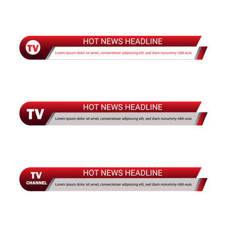 TV Channel live news headline with metallic red color shade, Live news headline with font design on colorful red metallic shade, Lower third headline for TV news.のイラスト素材