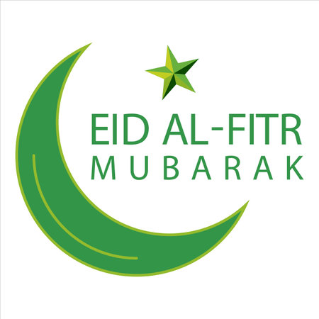 Eid Al-Fitr Mubarak green text effect on green background, Muslim Festival Eid Al-Fitr beautiful Text effect, Eid Al-Fitr, Green, White,  Elements, Muslim Mosque, Green Moon and Star.のイラスト素材