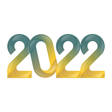2022 Happy new year celebration with digital golden and blue text effect, Multicolor text effect, beautiful golden and blue shade, 2022, number, Happy new Year.のイラスト素材