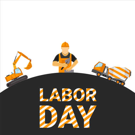Construction Elements, Labor Day Vector on White Background, Hard Work, Construction Works, International Labor Day, Labor Day Special,  May 1st, 1st May, May Day, Workers Day.のイラスト素材
