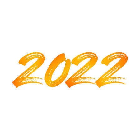 2022 Happy new year celebration with golden brush text effect, golden text effect, beautiful Golden brush 3D shade, 2022, number, Happy new Year wish, number.のイラスト素材