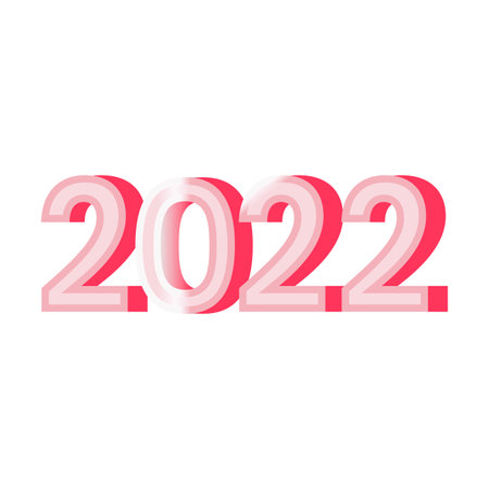 2022 Happy new year celebration with digital text effect, Multicolor text effect, beautiful pink shade, 2022, number, Happy new Year.のイラスト素材