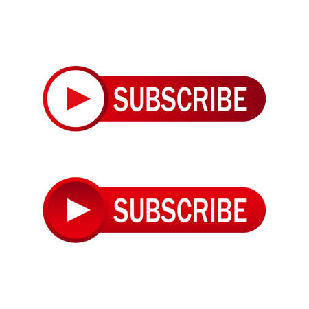 button inside round shape, red subscribe button and text effect on a white background, Vector illustration for Business concept subscribe pictogram.のイラスト素材