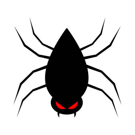 Scary black spider vector with a scary face. Halloween illustration design with the black spider vector. Old scary spider design with a scary face.の写真素材