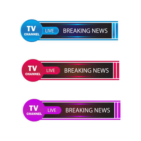 TV Channel live news headline with metallic multicolor shade, Live news headline with font design on colorful metallic shade, Lower third headline for TV news.のイラスト素材