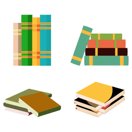 Multicolor Books illustration design elements, Books Vector illustration, Multicolor books, school, student, teacher, education, university, learning, dictionary.のイラスト素材