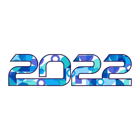 2022 Happy new year celebration with stylish digital blue 3D text effect, blue text effect, beautiful blue 3D shade, 2022, number, Happy new Year celebration wish, number.のイラスト素材