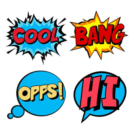 Cool Comic burst vector illustration design with red, blue and yellow color text effect and shade, multicolor modern text effect of comic burst with stylish design.のイラスト素材