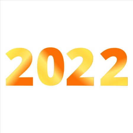 2022 Happy new year celebration with beautiful golden text effect, golden text effect, beautiful golden shade, 2022, number, Happy new Year celebration wish, yellow, orange, number.のイラスト素材