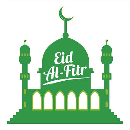 Eid Al-Fitr White text effect on Green background, Muslim Festival Eid Al-Fitr beautiful Text effect, Eid Al-Fitr, Green, White,  Elements, Muslim Green Mosque.のイラスト素材