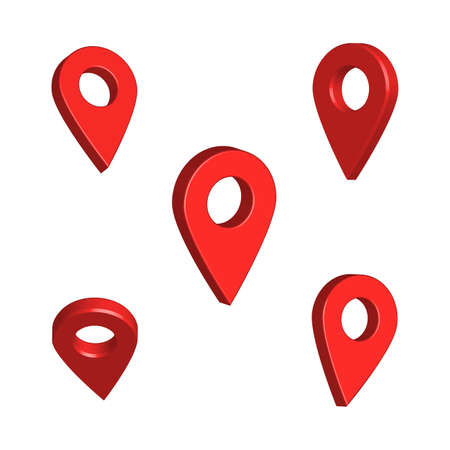 You are here gps navigation map pointer, 3D Vector map marker icon that points location, Web element design, Place navigation sign, 3D Red location pin collection vector illustration.のイラスト素材