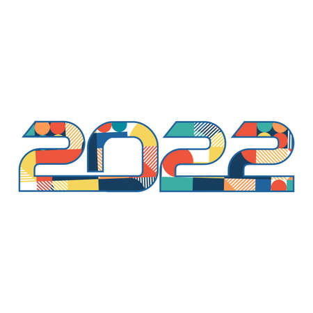 Happy new year 2022 celebration with digital colorful text effect, Multicolor text effect, beautiful colorful shade, 2022, number, Happy new Year.のイラスト素材