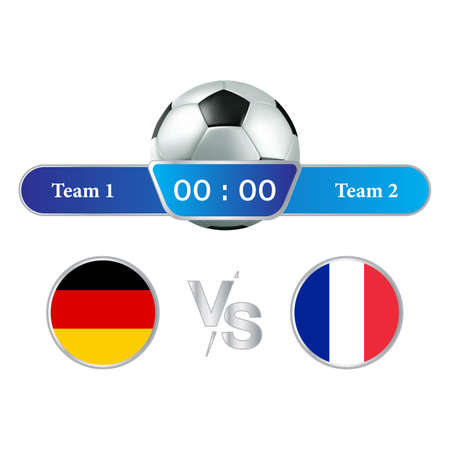 Germany VS France Scoreboard Broadcast Graphic and Lower Thirds Template for sports like soccer and football. Vector illustration scoreboard team broadcast graphic and lower thirds template for sportsのイラスト素材
