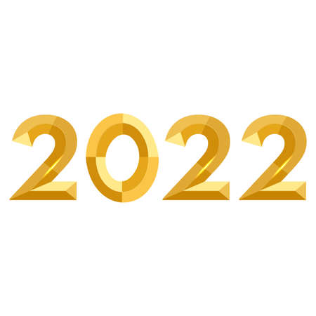 Happy new year 2022 celebration with Stylish golden text effect, golden text effect, beautiful golden shade, 2022, number, Happy new Year.のイラスト素材
