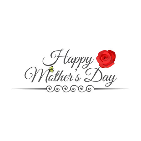 Mother's Day Special text effect with rose vector, Happy mothers day beautiful text effect, Rose, Butterfly, wishing elements, flower, red flower.のイラスト素材