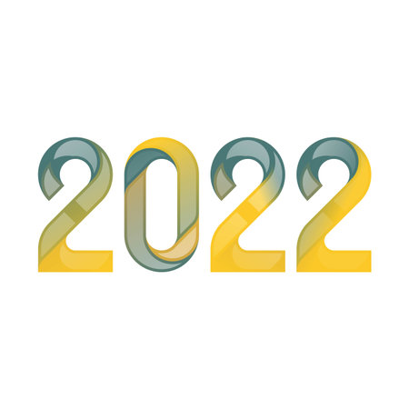 2022 Happy new year celebration with stylish yellow and green 3D text effect, golden text effect,...