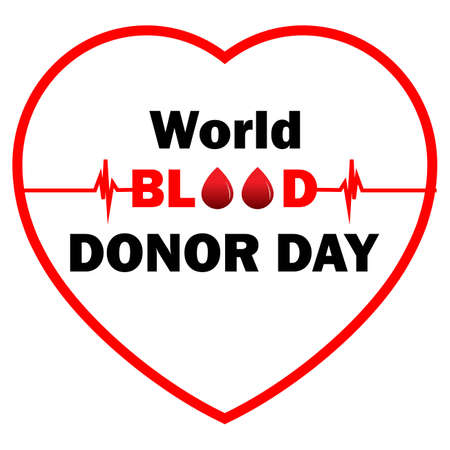 World Blood Donor Day vector illustration with black and red text effect inside red love shape, red love shape, text effect, red, black, blood.のイラスト素材