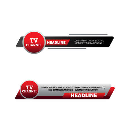 Stylish TV Channel live news headline with metallic black and red color shade, Live news headline with font design on black and red metallic shade, Lower third headline for TV news.のイラスト素材