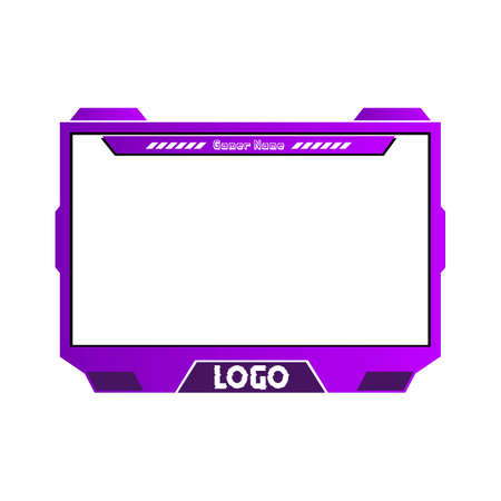 Stylish purple and black gradient color gaming frame overlay for live gaming streamers. Live Streamer overlay vector illustration with purple and black color. Digital stylish Gaming overlay.のイラスト素材