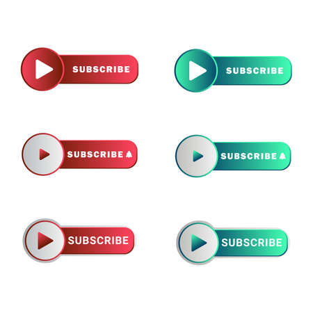 Red and green Subscribe Button in Flat Style Vector Illustration, stylish metallic subscribe button with red and green color background vector illustration with round shape.のイラスト素材