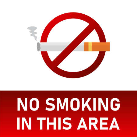 No smoking vector template design with white text effect and cigarette on a white background. no smoking area pictogram sign vector illustration.のイラスト素材