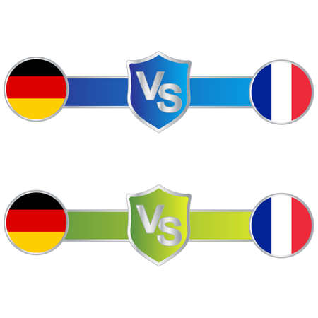 France VS Germany scoreboard Broadcast with blue and green color lower thirds template for sports like soccer and football. Vector illustration scoreboard broadcast lower thirds template for sports.のイラスト素材