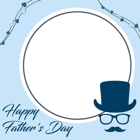 Stylish Fathers Day greeting blue color design. Modern Social media frame for father's day. Beautiful happy father's day frame for social media blue color.のイラスト素材