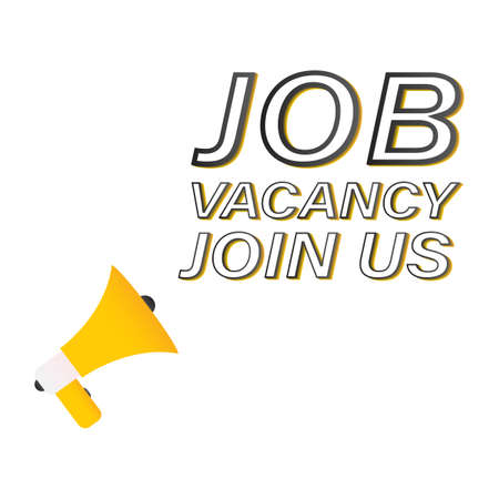 Job vacancy vector with black color shade, hiring concept with a mike speaker, Vacancy inside the white shape, job vacancy hiring concept font design.のイラスト素材