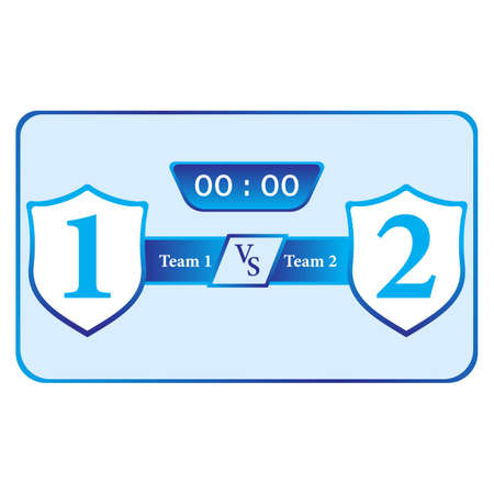 Sports match scoreboard vector illustration. A blue colour scoreboard on a white background. Sports team logo space with the scoreboard.のイラスト素材