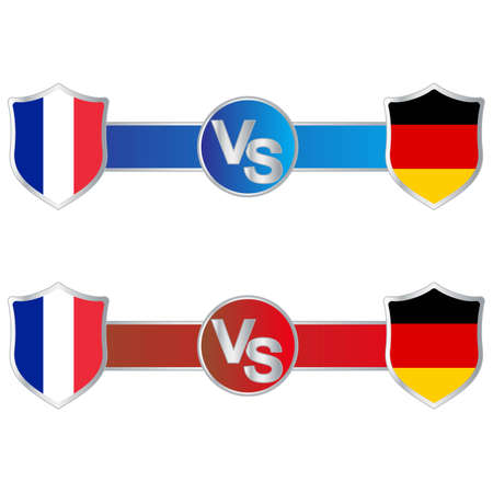 France VS Germany scoreboard Broadcast with blue and red color lower thirds template for sports like soccer and football. Vector illustration scoreboard broadcast lower thirds template.のイラスト素材