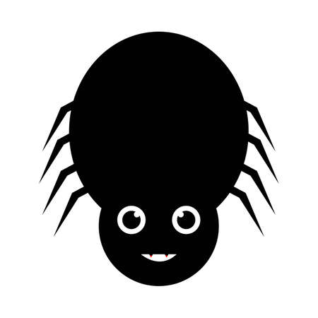 Halloween black spider vector with a scary face. Halloween illustration design with the black spider vector. Scary spider design with a cute face.の写真素材