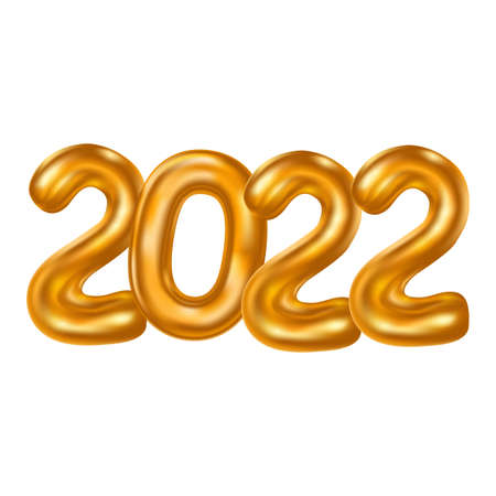 2022 Happy new year celebration with stylish Golden 3D text effect, golden text effect, beautiful golden 3D shade, 2022, number, Happy new Year celebration wish, number.の写真素材